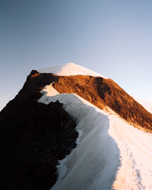 Mountain Range Covered in Snow 