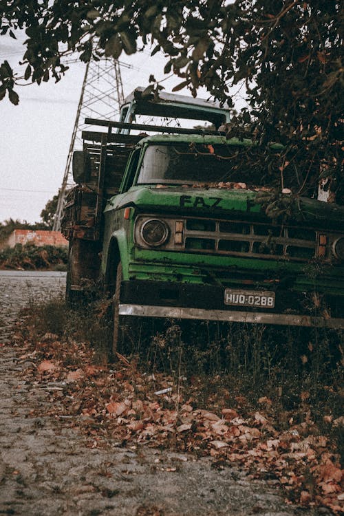 Immagine gratuita di abbandonato, albero, camion