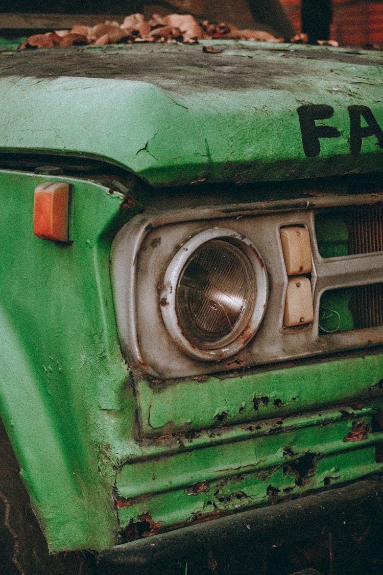 Close Up Photo Of A Junk Car