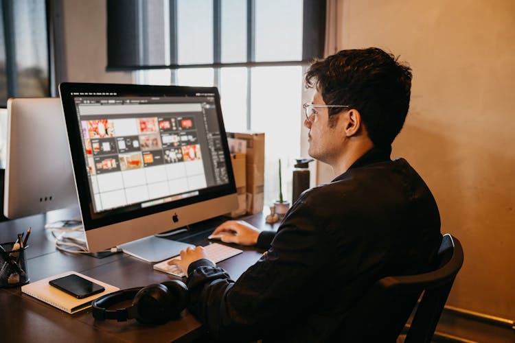 Man Working On Computer