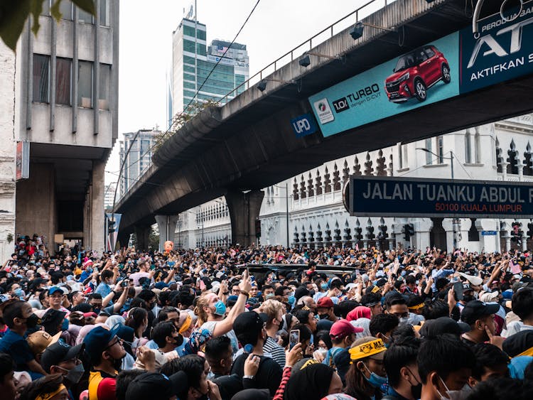 Crowd Of Protesters On The Street