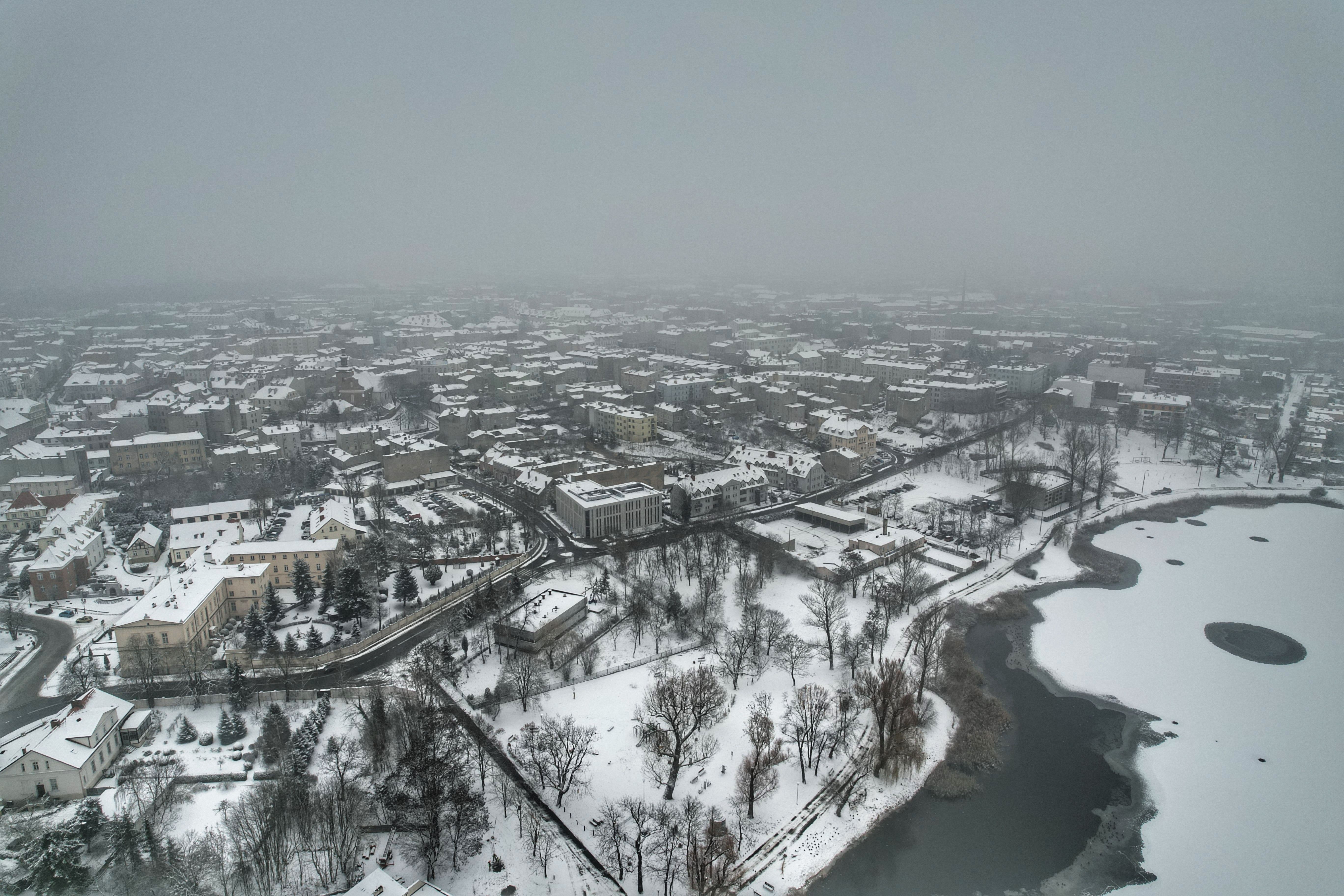 A Town Covered in Snow Under Blue Sky · Free Stock Photo