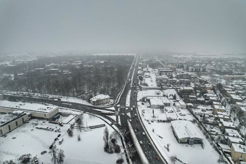 Ilmainen kuvapankkikuva tunnisteilla ilmakuva, kaupunki, lumi