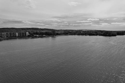 Grayscale Photo of Lake