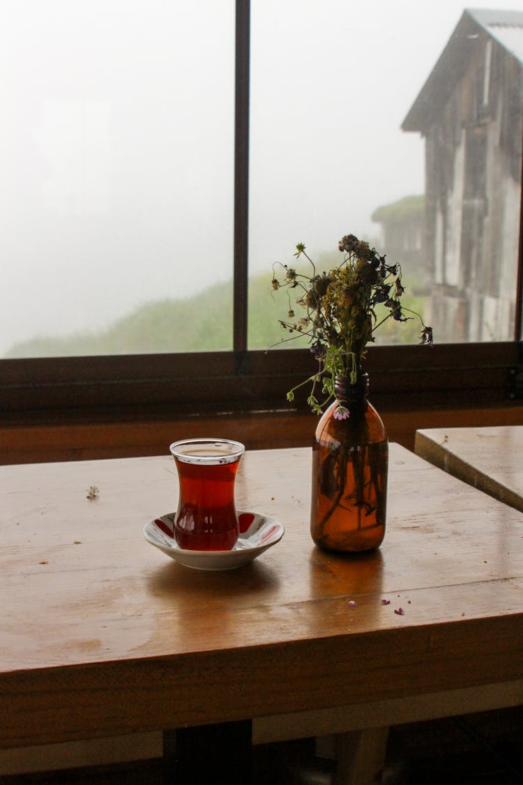 Clear Glass Cup With Tea