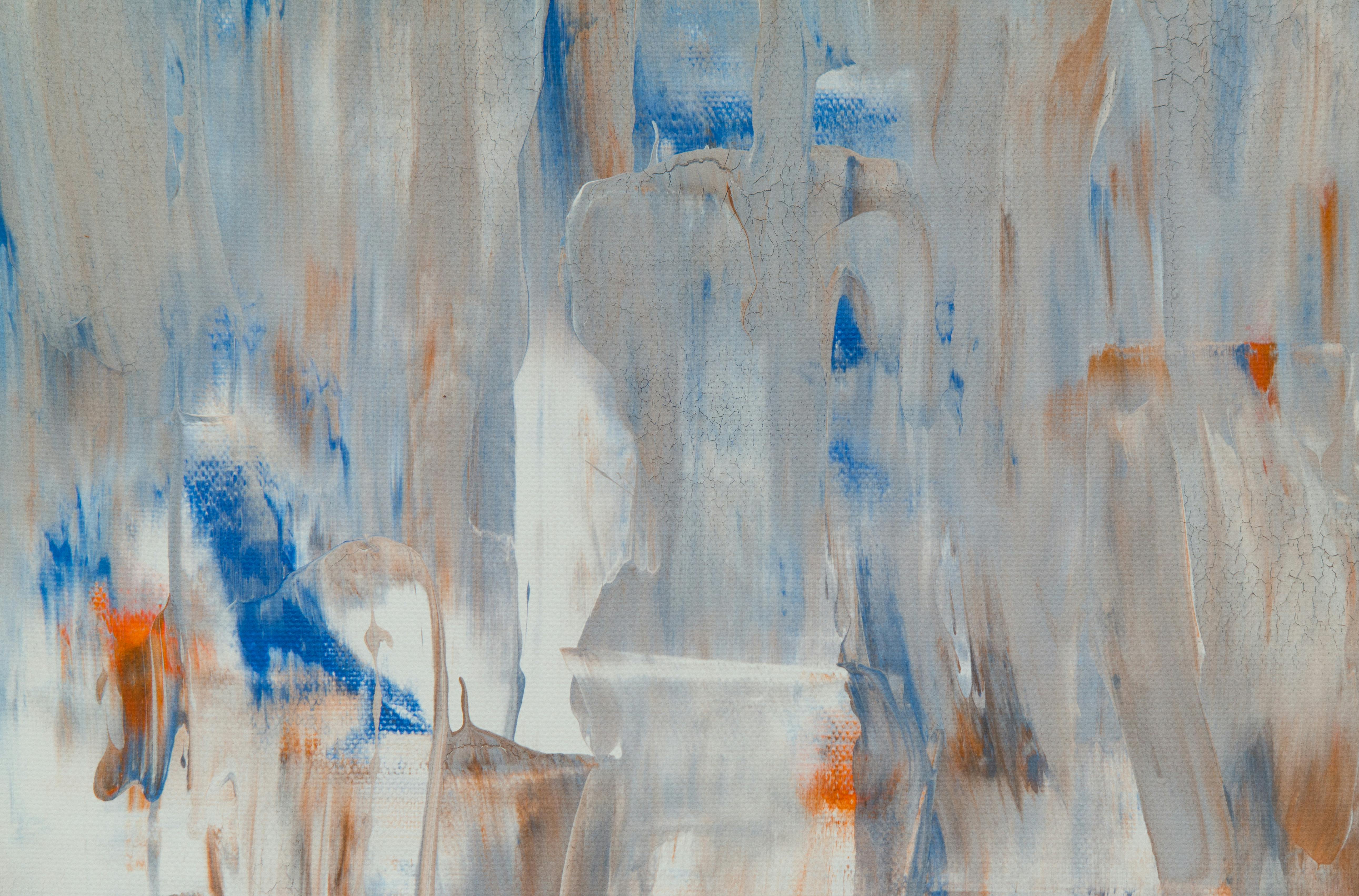White, Blue, and Orange Abstract Painting