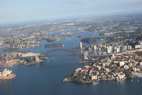 Gratis stockfoto met havenbrug van sydney, Sydney Opera House, sydney vanuit de lucht