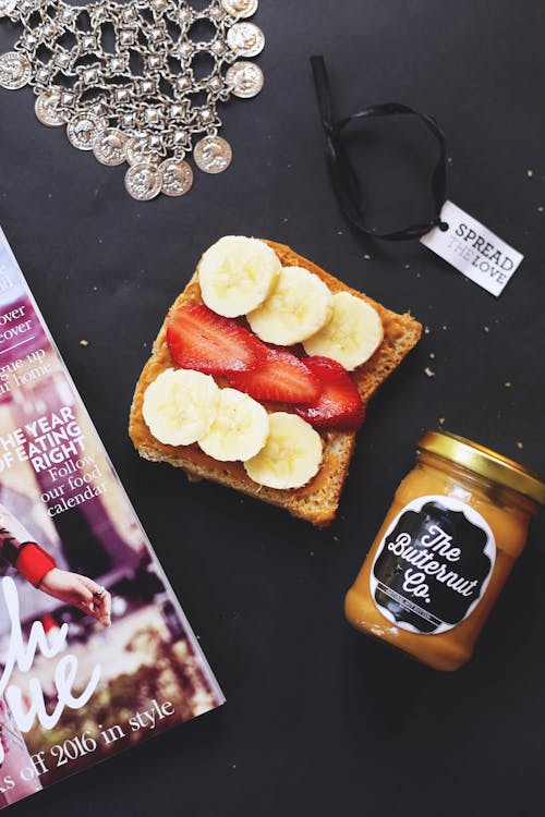 Peanut Butter, Banana, and Strawberry On Sliced Bread