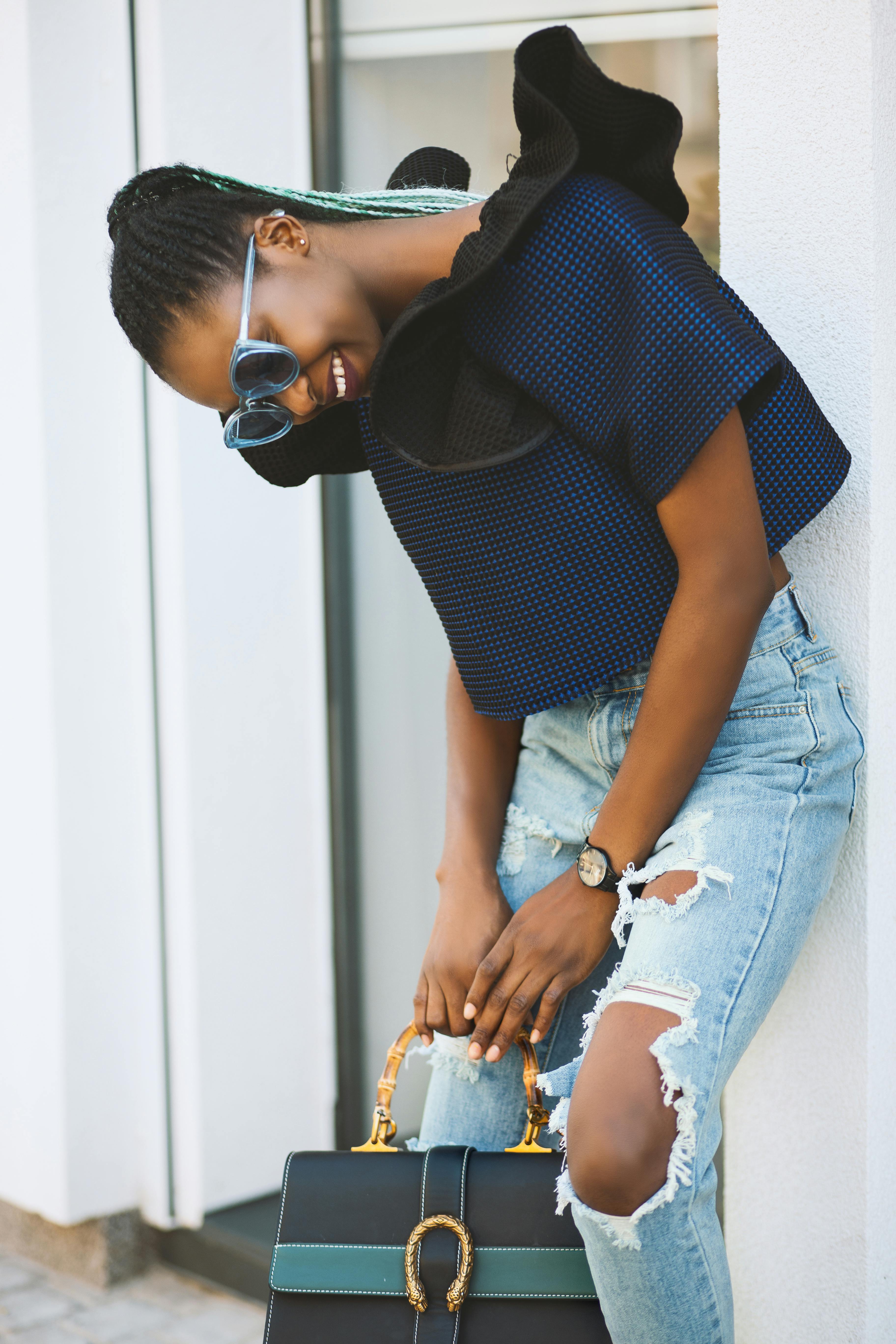 Elegant Outfit. Closeup of Black Leather Bag Handbag in Hand Stylish Woman.  Fashionable Girl on the Street. Female Stock Photo - Image of hands,  accessory: 77009936