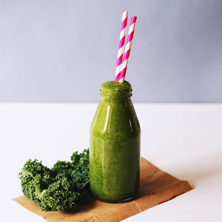 Free Clear Glass Bottle Filled With Broccoli Shake Stock Photo