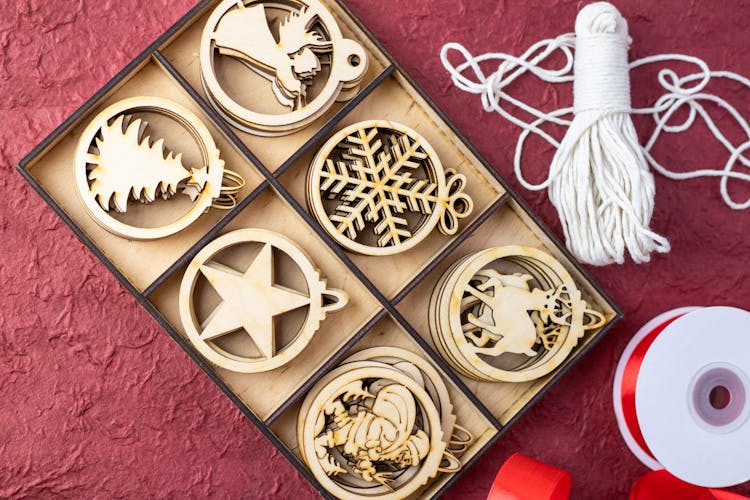 Christmas Ornaments On A Box