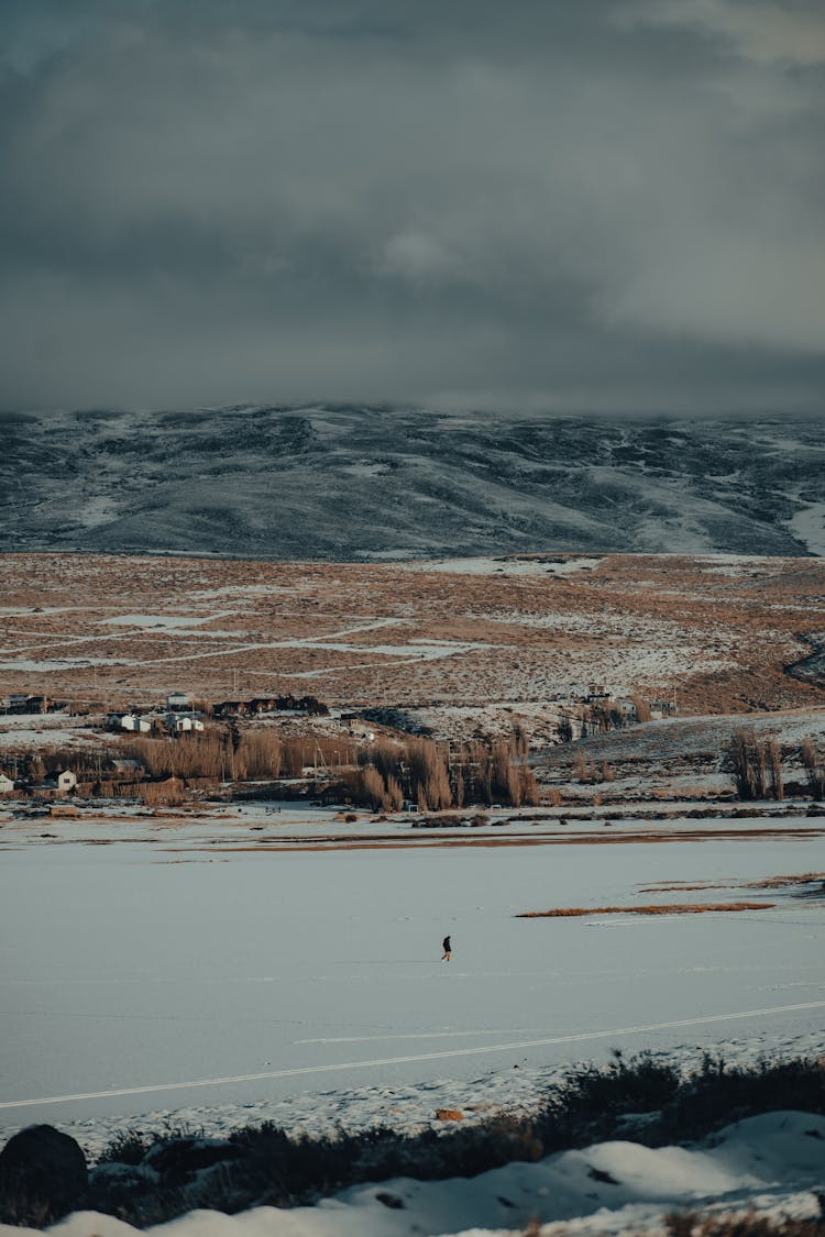 Scenic Landscape With A Lake In Winter 