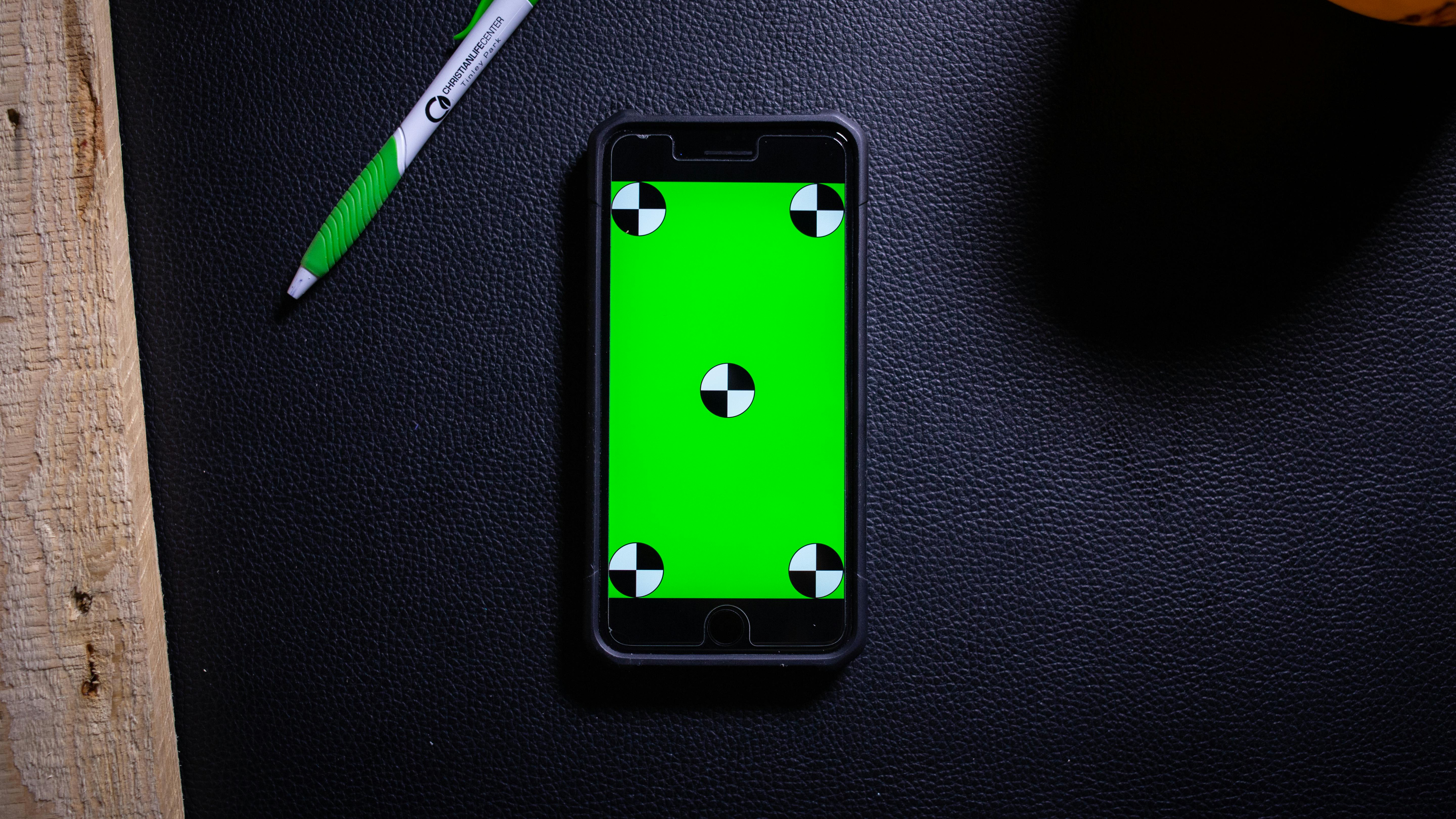 Free stock photo of desk, green screen, iphone