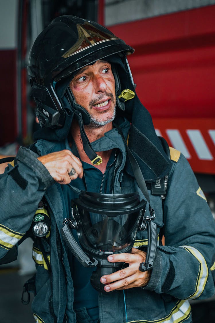 Candid Portrait Of A Firefighter 