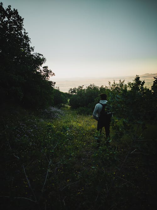 Photo of a Hiker at Sunset 