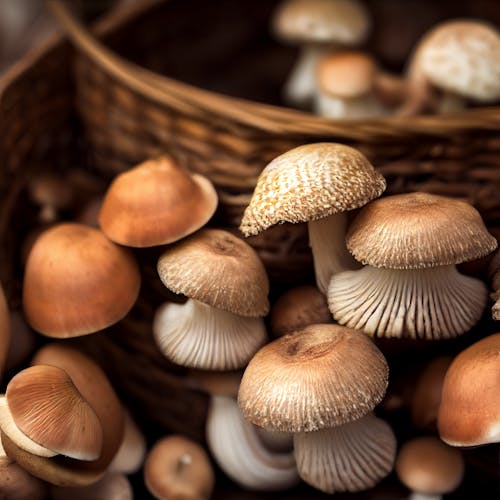 Close-Up Shot of Brown Mushrooms