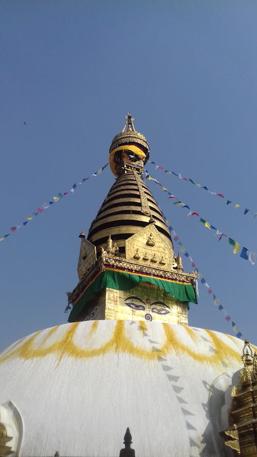 Low Angle Shot of Swayambhu Mahachaitya Temple 