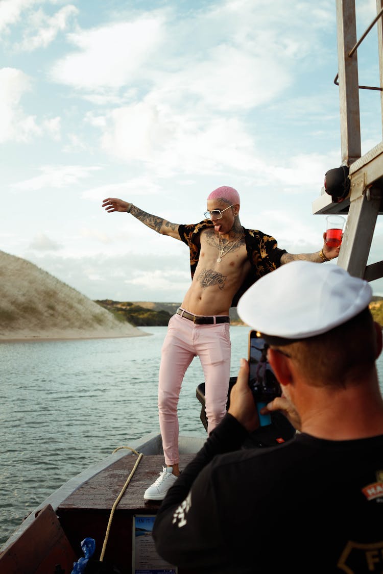 Young Man Partying On A Cruise 