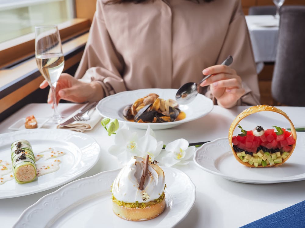 Variety of Food Dishes on a Table Top