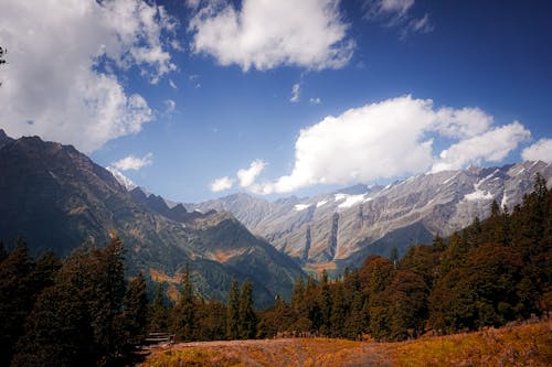 Wide Angle View of Mountains During Fall