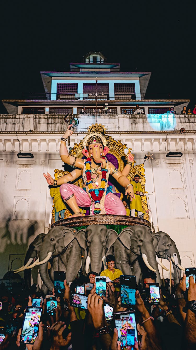 People Photographing The Ganesha Statue 