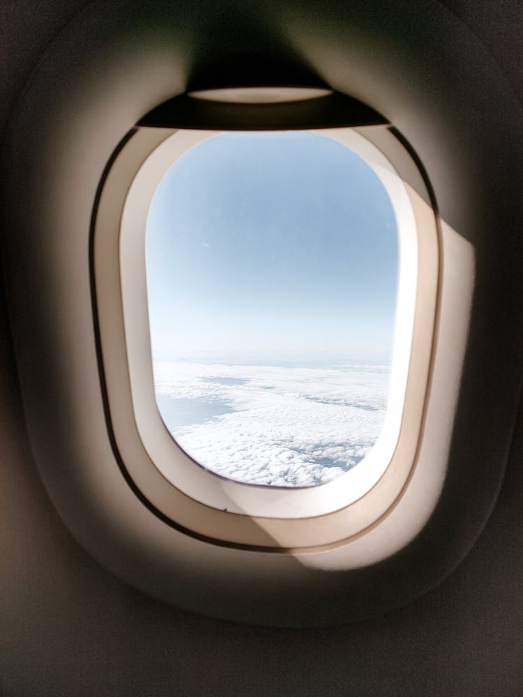 View On Clouds From A Plane Window 