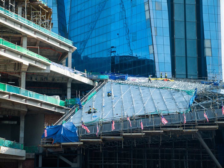 Construction Site Near A High-rise Building 