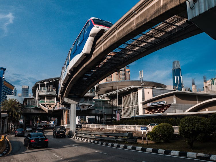 Low Angle Shot Of Viaduct Train 