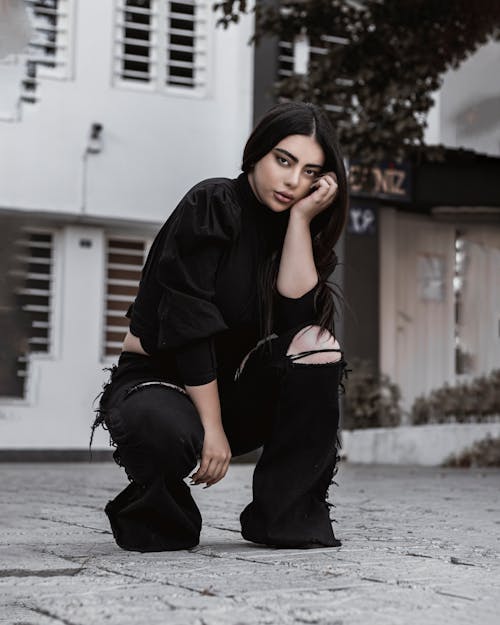 Beautiful Woman Wearing Black Outfit