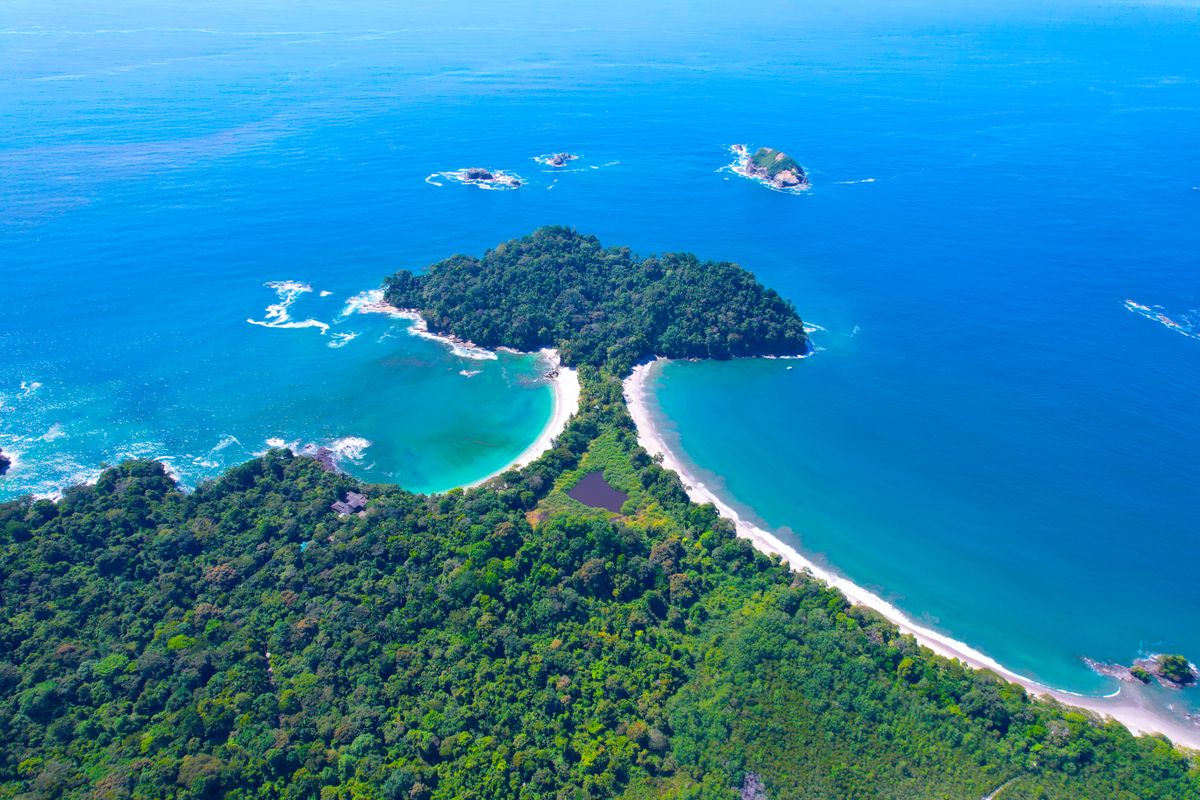 Aerial view of Manuel Antonio's forested point