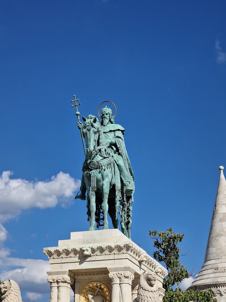 St. Stephen Statue Under The Blue Sky 