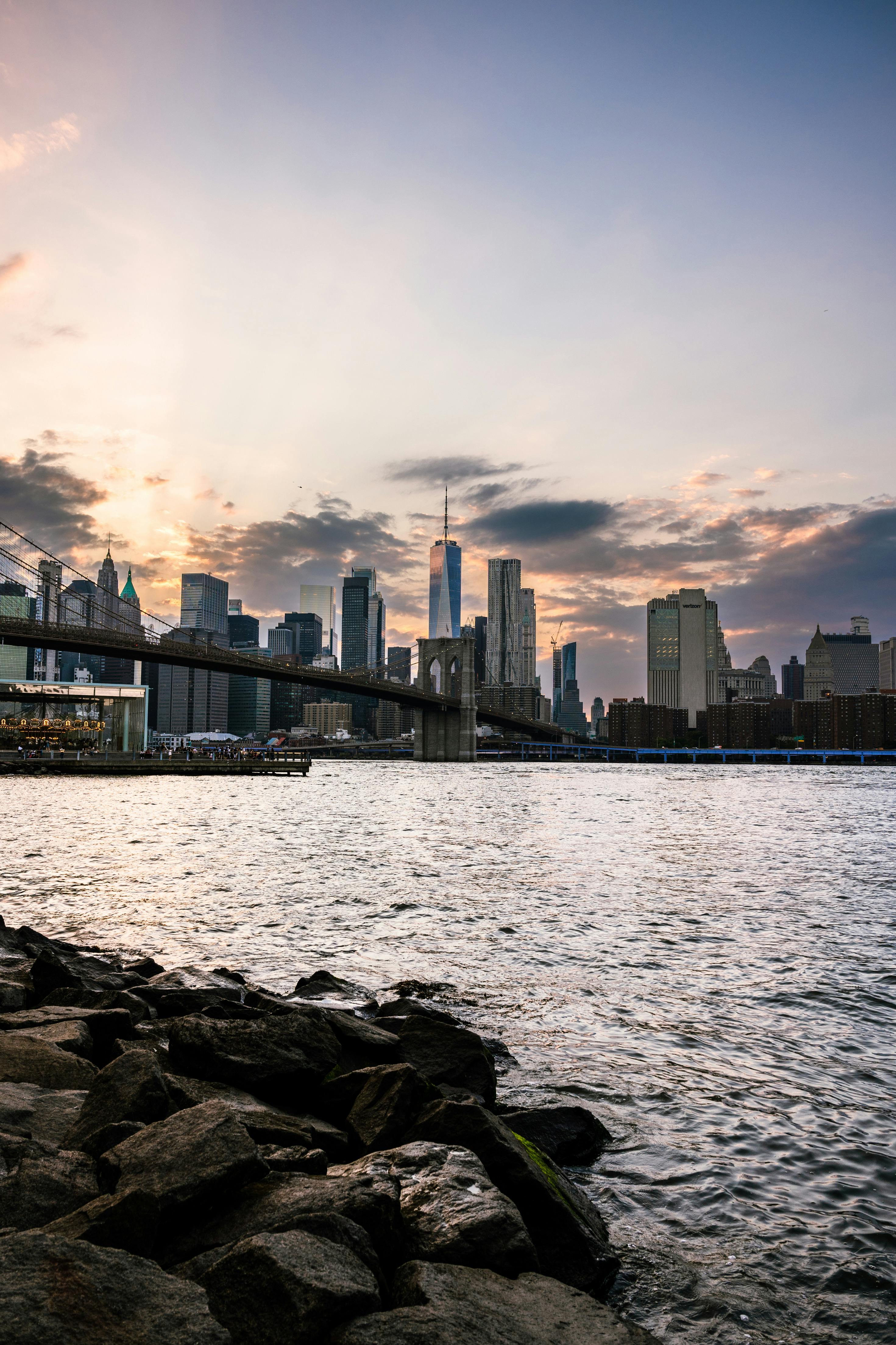 skyscrapers in new york during sunset