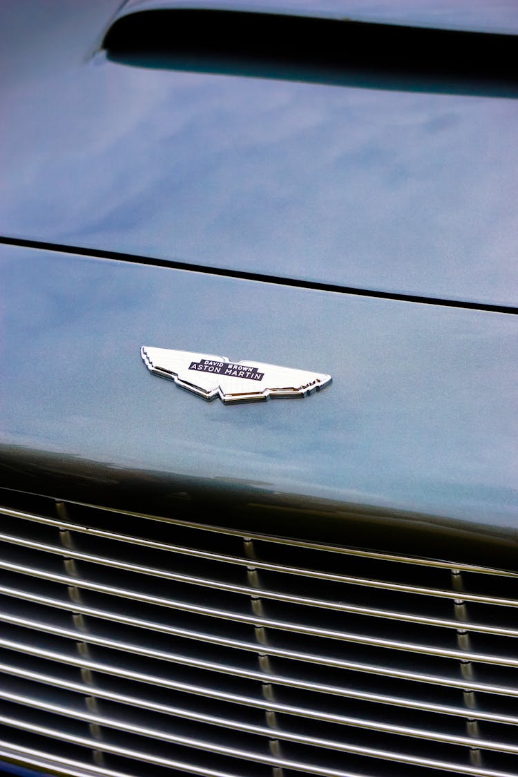 Blue Car Hood With Silver Emblem