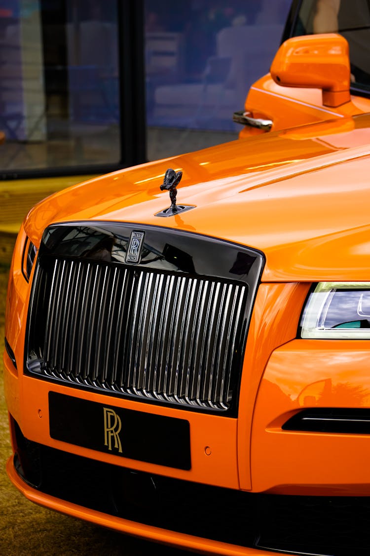 Front Grill Of A Luxury Orange Car