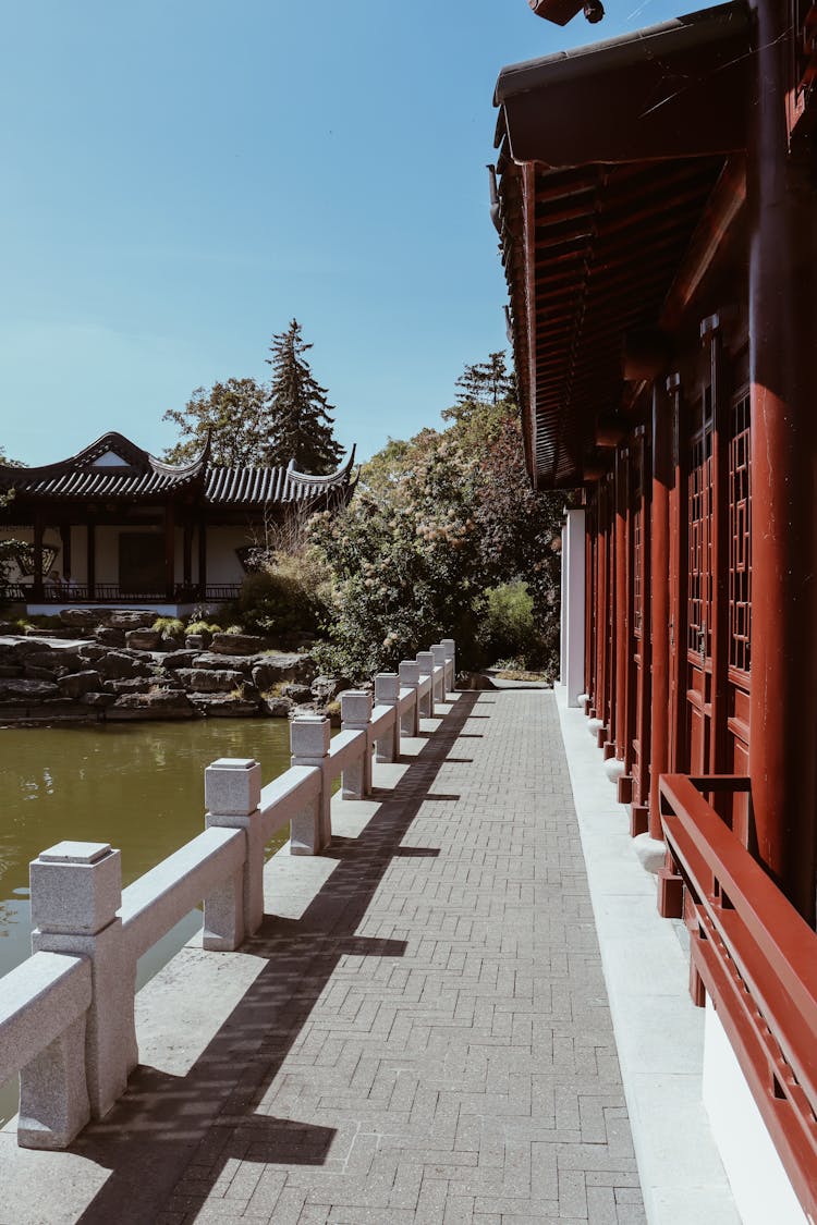 Balcony In An Asian Architecture Building 