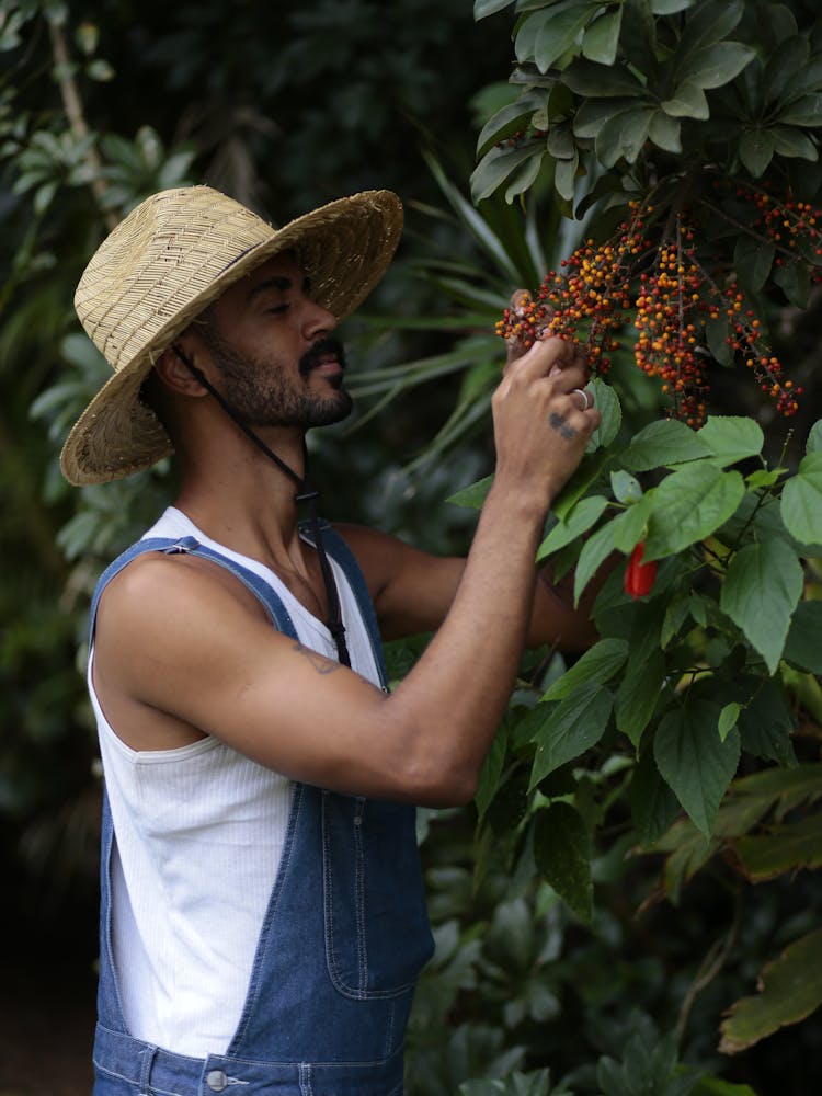 Portrait Of Farmer In Garden