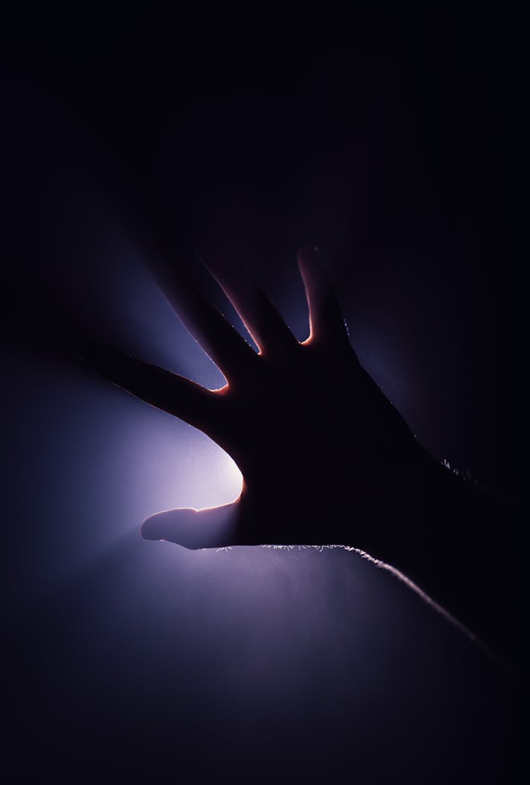 A Silhouette Of A Person's Hand Covering The Light