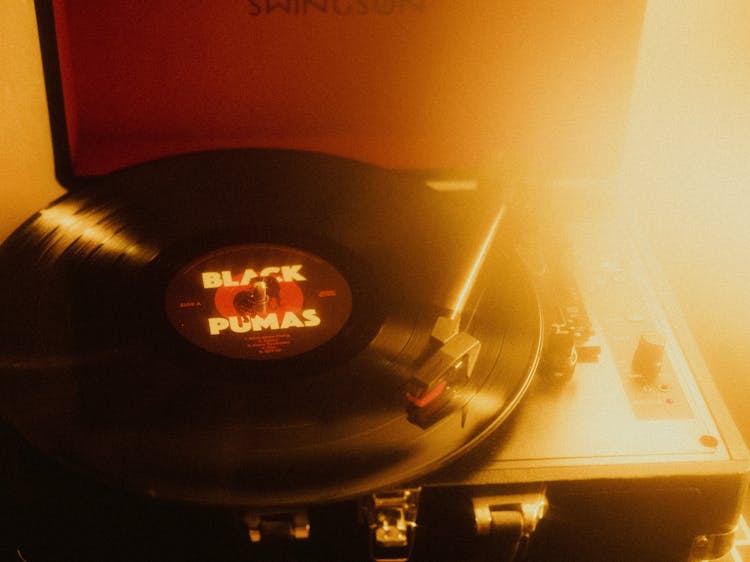 Light Shining On Record Player