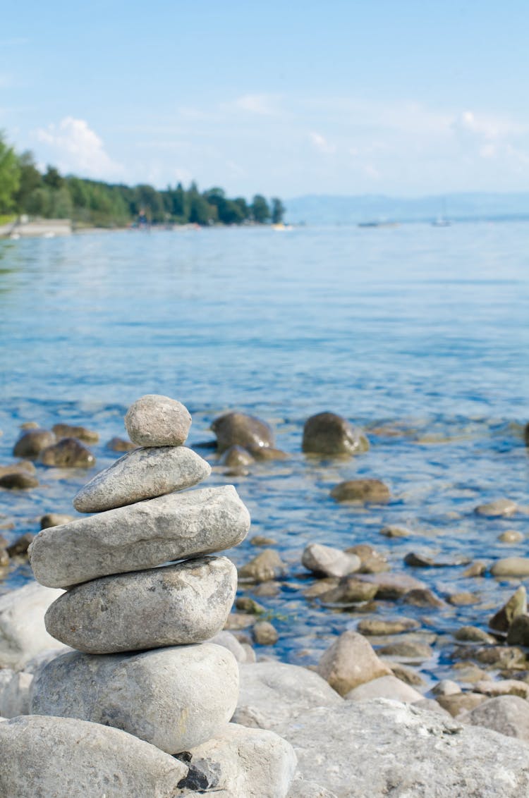 Rock Cairn On The Beach