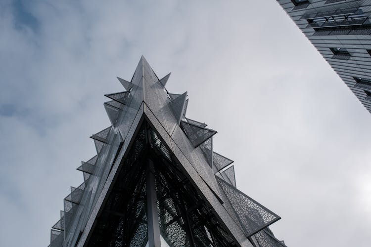 Low Angle View Of Futuristic Building Corner