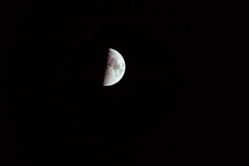 Free Half Moon in the Dark Night Sky  Stock Photo