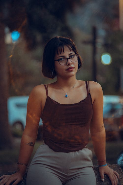 Woman in Black Tank Top