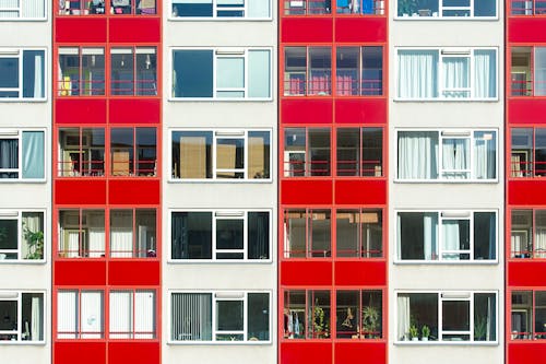 Red and White Concrete Building