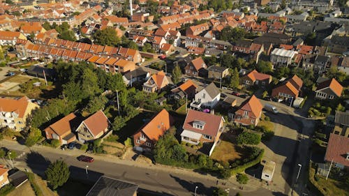 Foto profissional grátis de aerofotografia, casas de concreto, Dinamarca