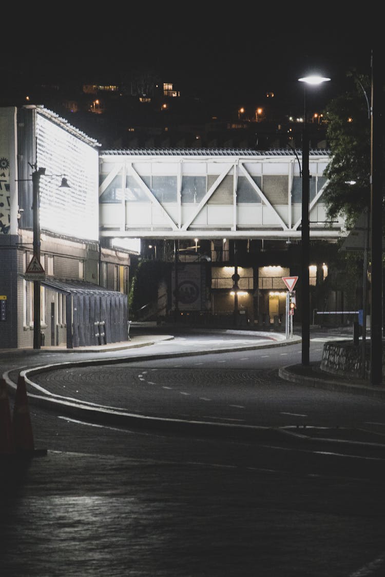 Phot Of An Empty Road During The Night