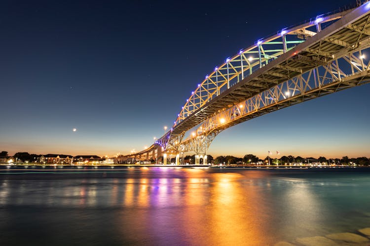 Blue Water Bridge During Night Time