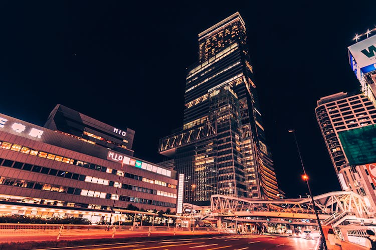 City Buildings During Night Time