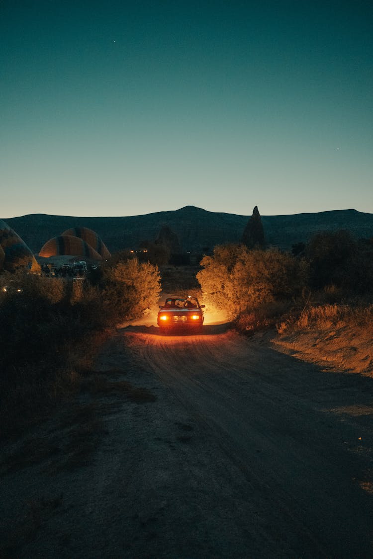 Car Driving Road At Night