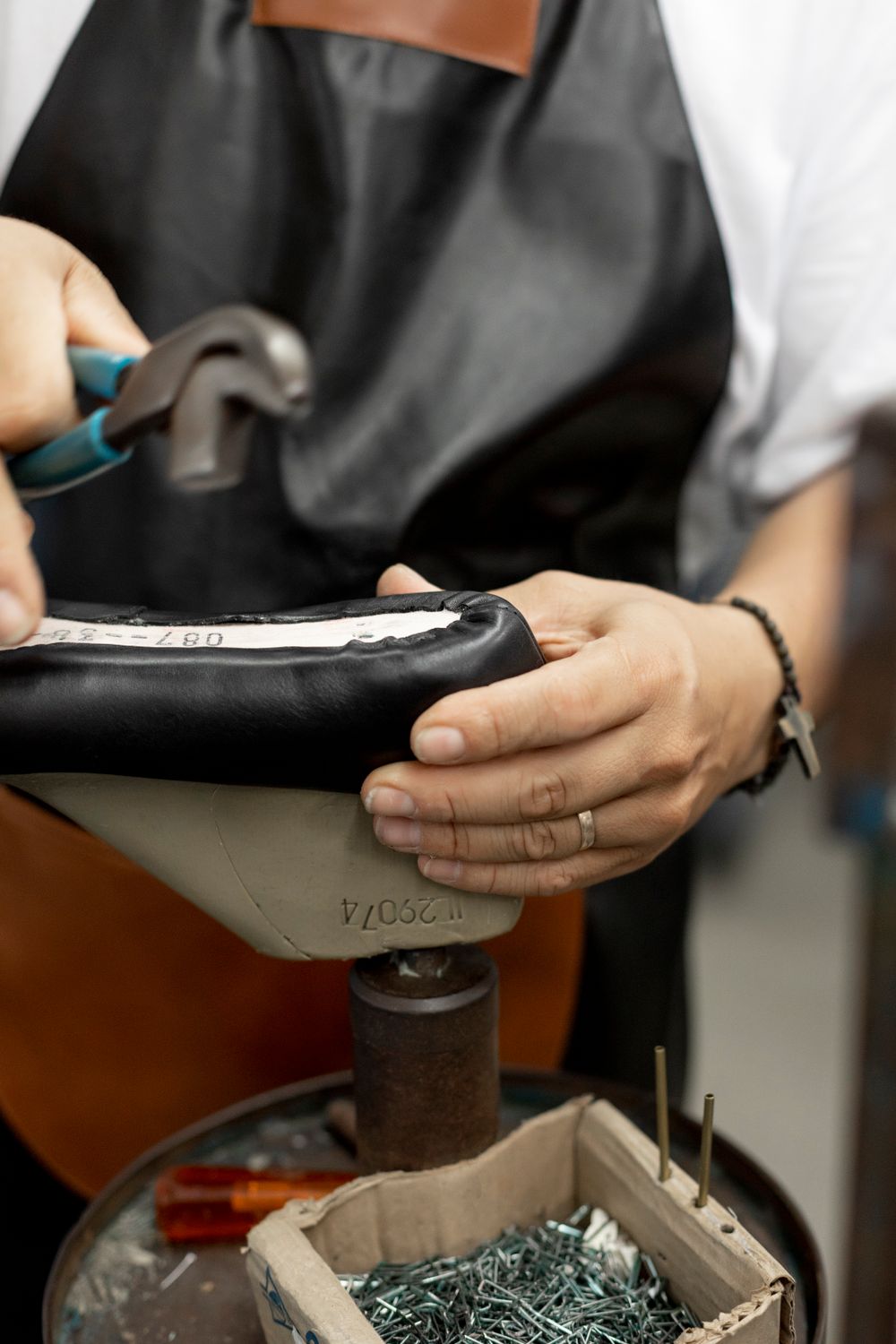 A last being checked by hand in the workshop