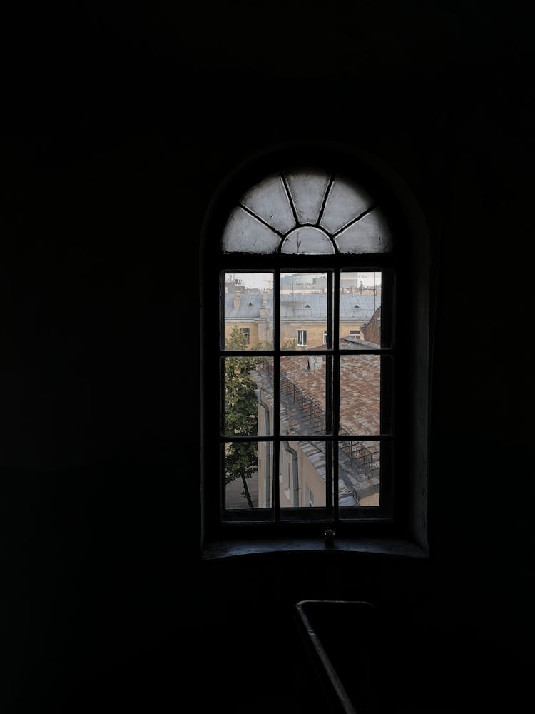 View Through House Window In Dark